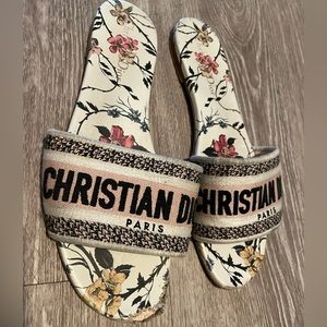 Christian Dior Women Dway Slide Embroidered Cotton